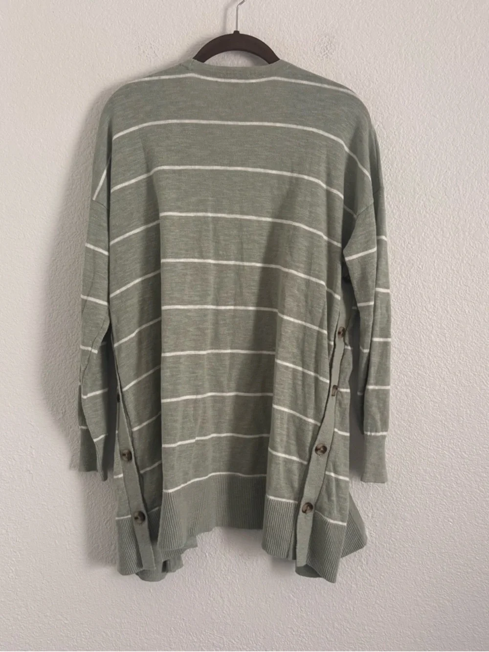 Madewell Women's Size XS Green Striped Marlton Side Button Cardigan Sweater